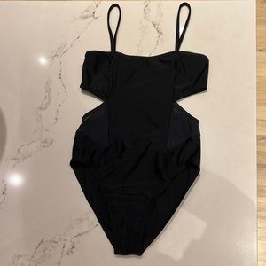 Oak black one piece swimsuit with mesh and cutouts Size S